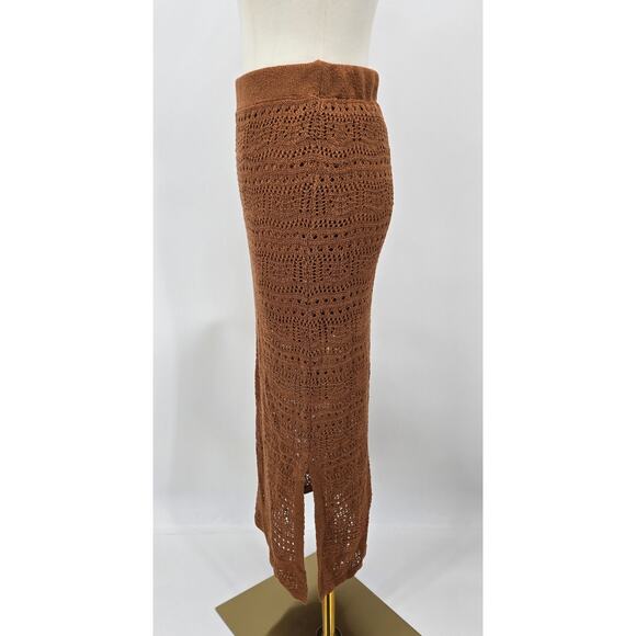 BeCool Aria Crochet Midi Skirt – Rust Brown - Picture 2 of 6